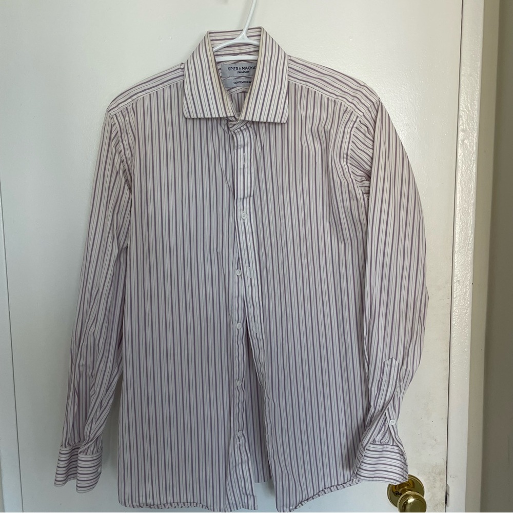 🇨🇦 Spier & Mackay Dress Shirt - 15.5 - White Striped